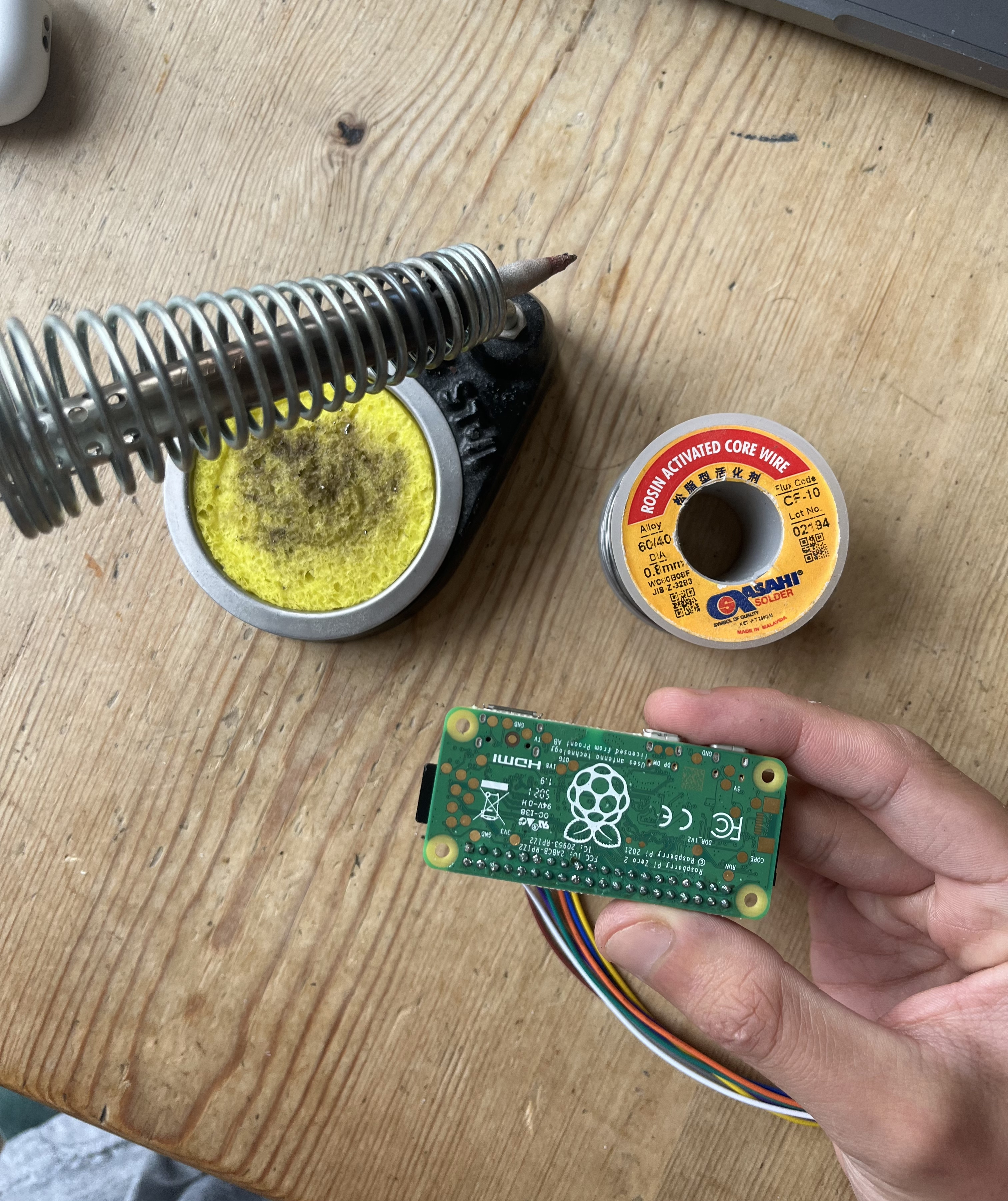 Soldering header pins to a Raspberry Pi Zero 2W